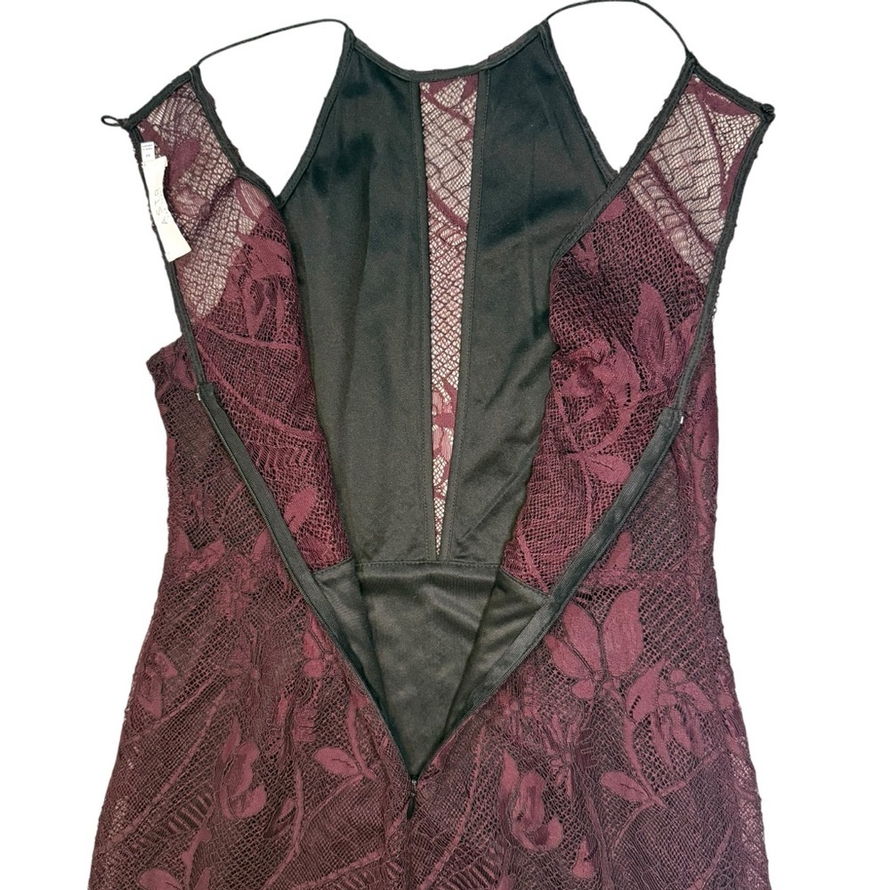 ASTR The Label Medium Burgundy Lace Halter Fringe Hem Cocktail Dress Romantic - Picture 7 of 11